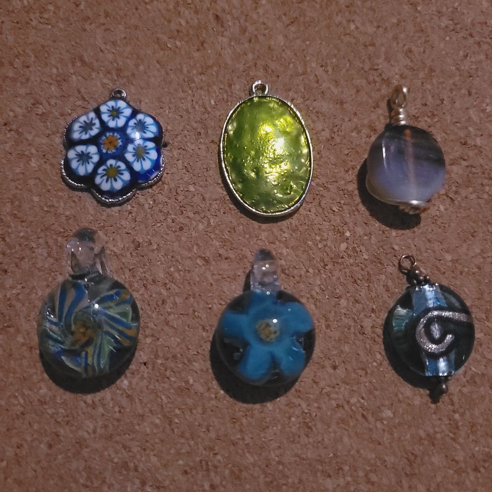 Floral and Abstract Pendant Set